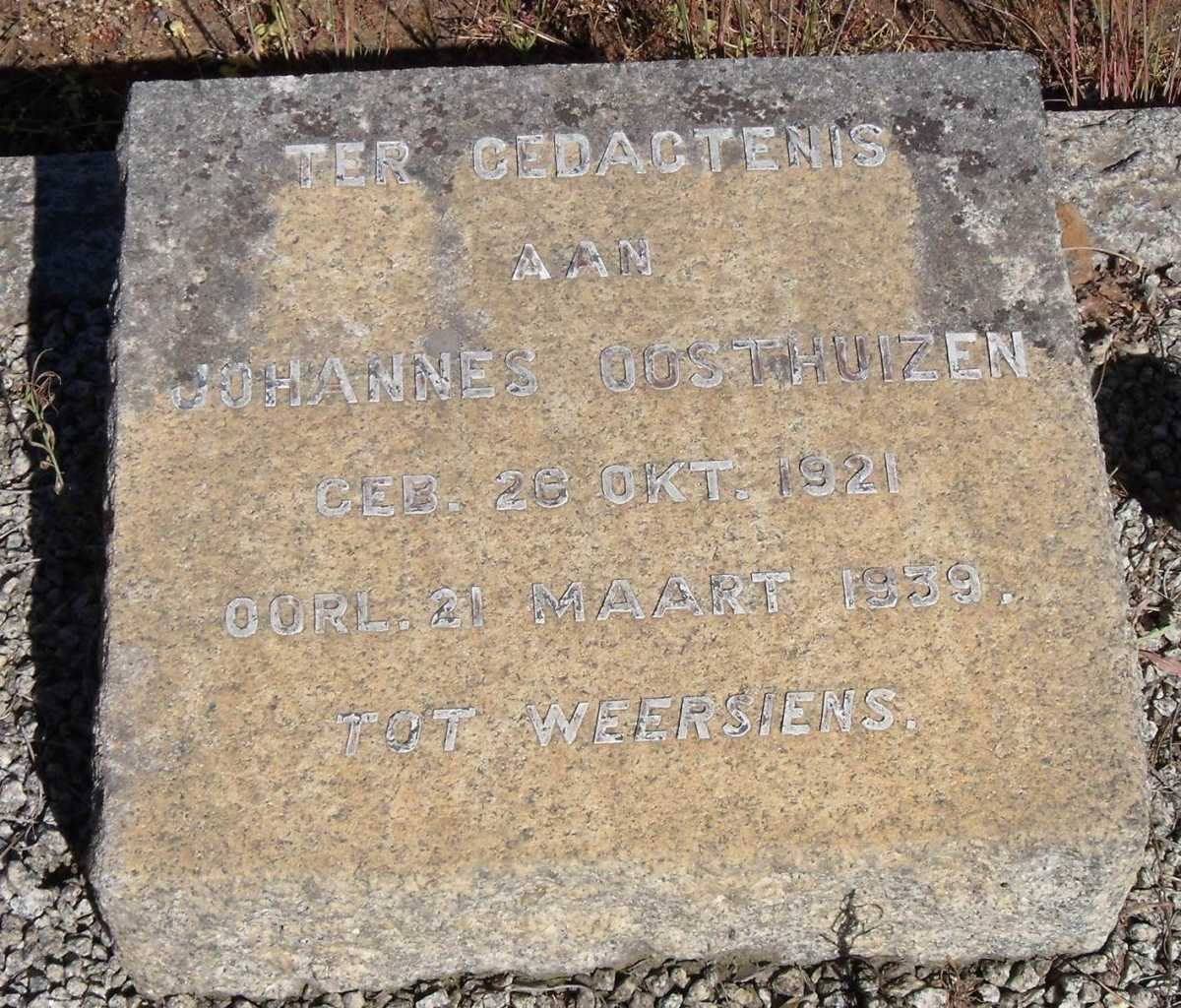 OOSTHUIZEN Johannes 1921-1939