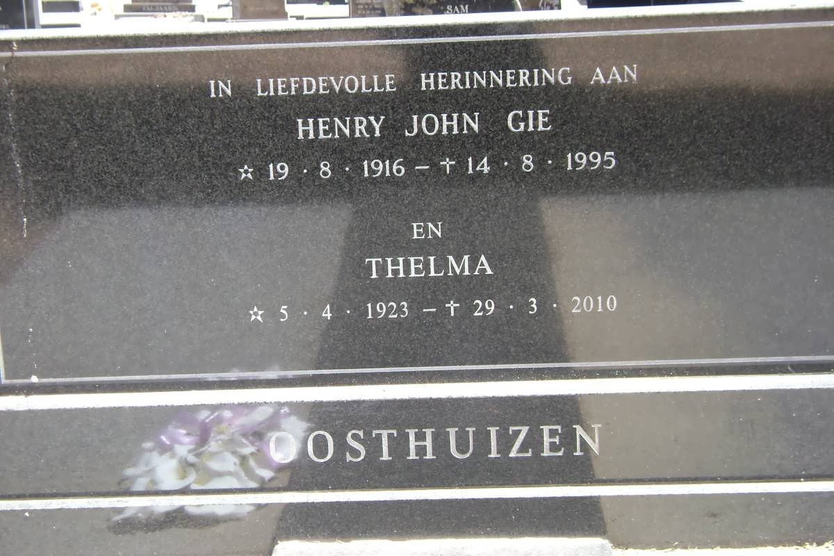 OOSTHUIZEN Henry John Gie 1916-1995 &amp; Thelma 1923-2010
