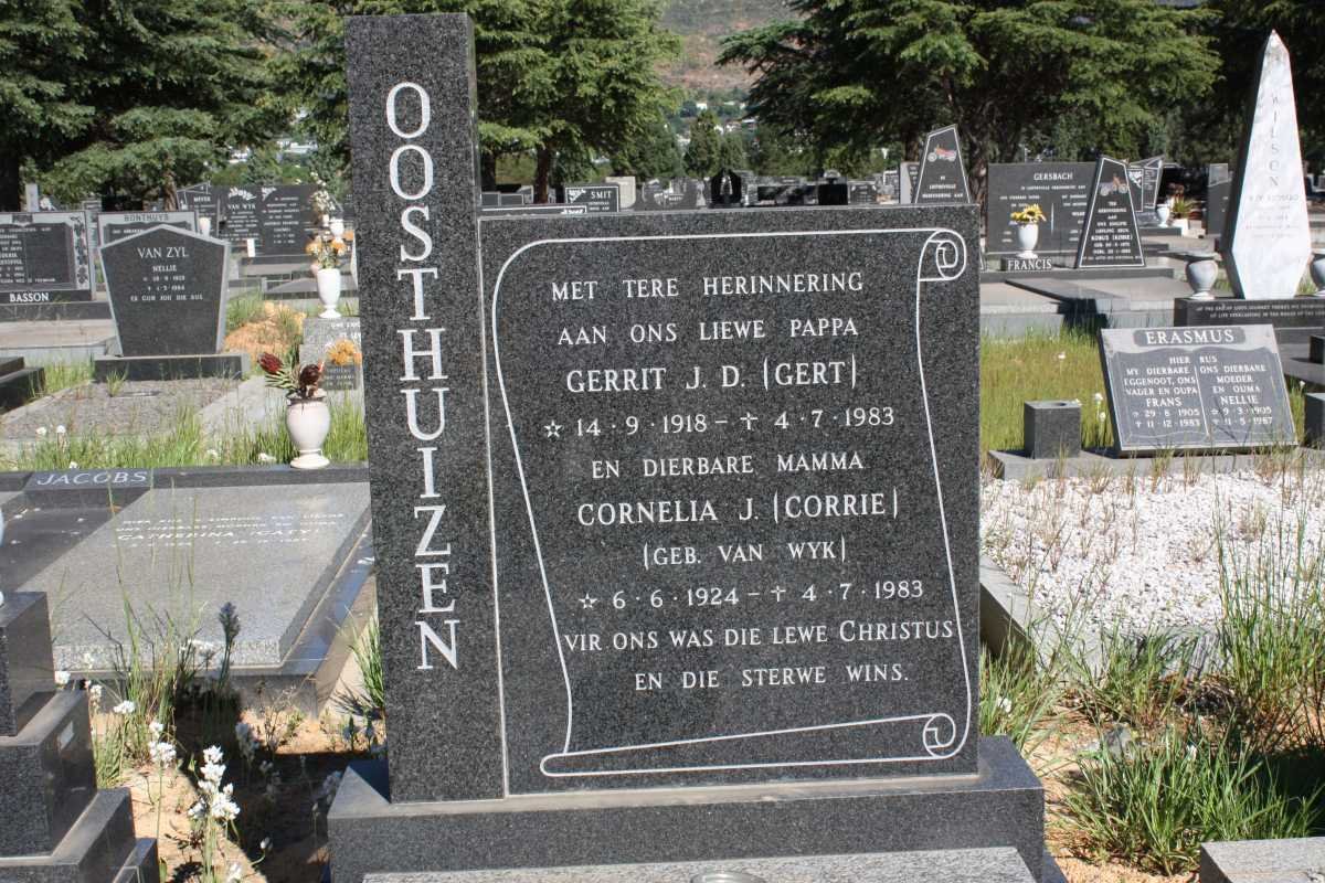 OOSTHUIZEN Gerrit J.D. 1918-1983 &amp; Cornelia J. VAN WYK 1924-1983