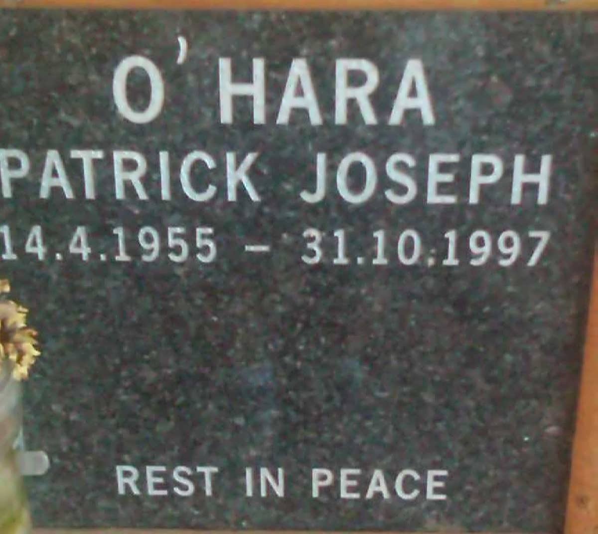 O'HARA Patrick Joseph 1955-1997