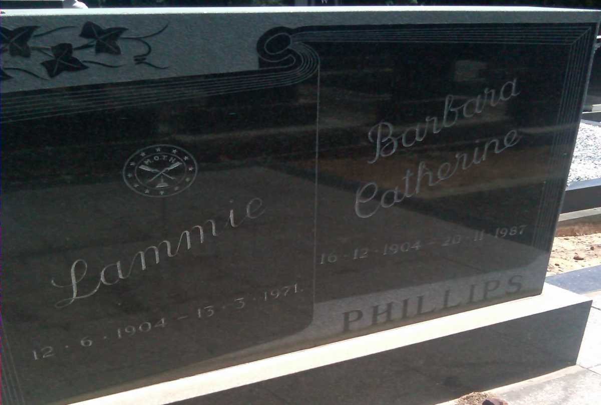 PHILLIPS Lammie 1904-1971 &amp; Barbara Catherine 1904-1987