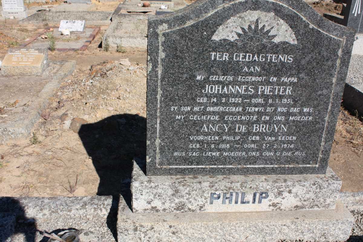PHILIP Johannes Pieter 1922-1951 &amp; Ancy DE BRUIN formerly PHILIP nee VAN EEDEN 1918-1974