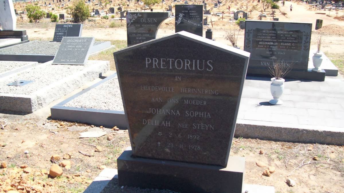 PRETORIUS Johanna Sophia Delilah nee STEYN 1892-1978