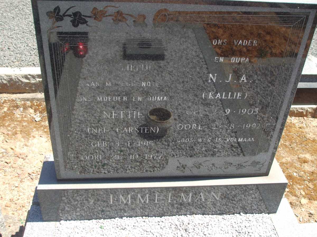 IMMELMAN N.J.A. 1905-1992 & Nettie CARSTEN 1915-1977