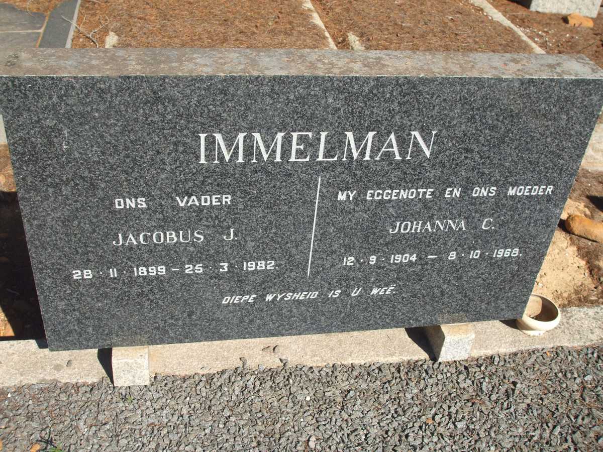 IMMELMAN Jacobus J. 1899-1982 & Johanna C. 1904-1968