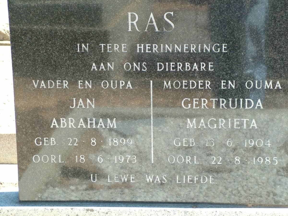 RAS Jan Abraham 1899-1973 &amp; Gertruida Magrieta 1904-1985