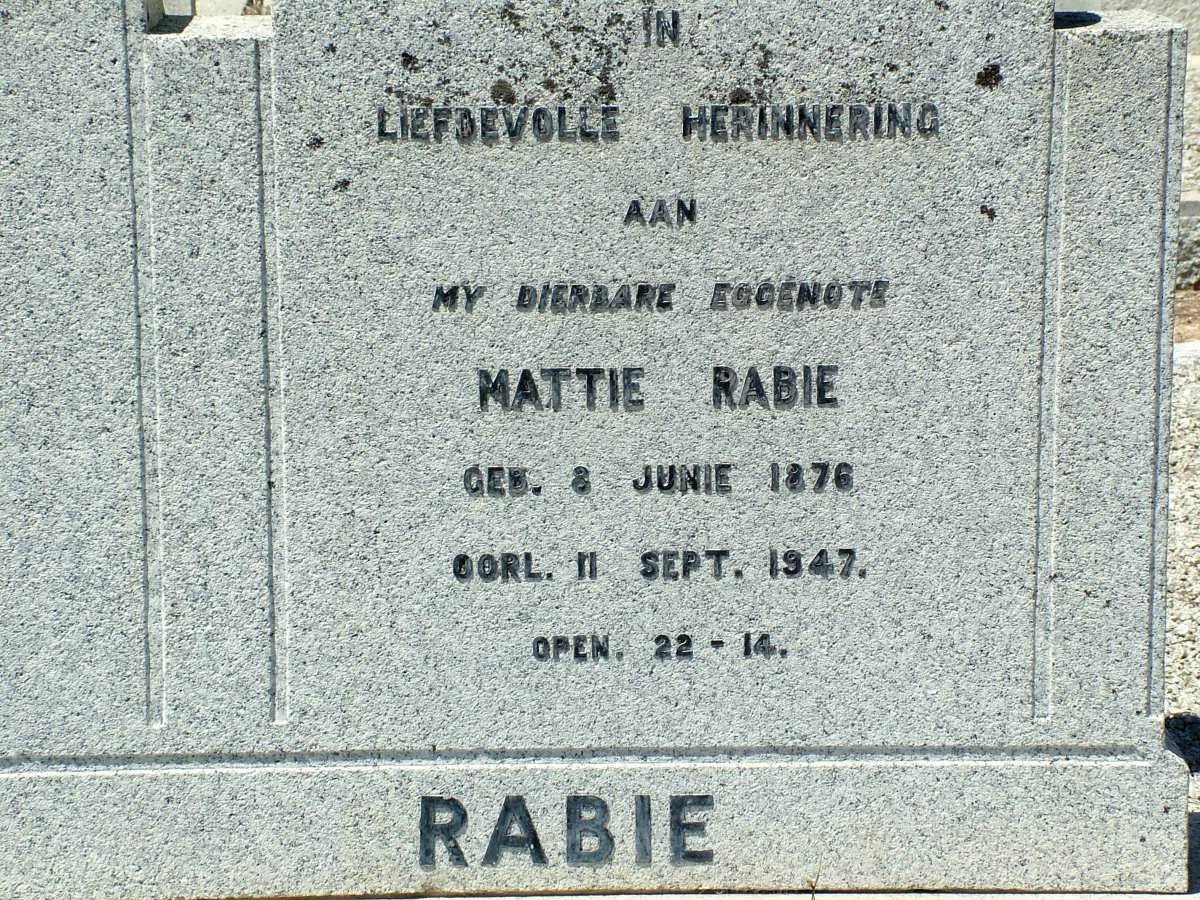 RABIE Mattie 1876-1947