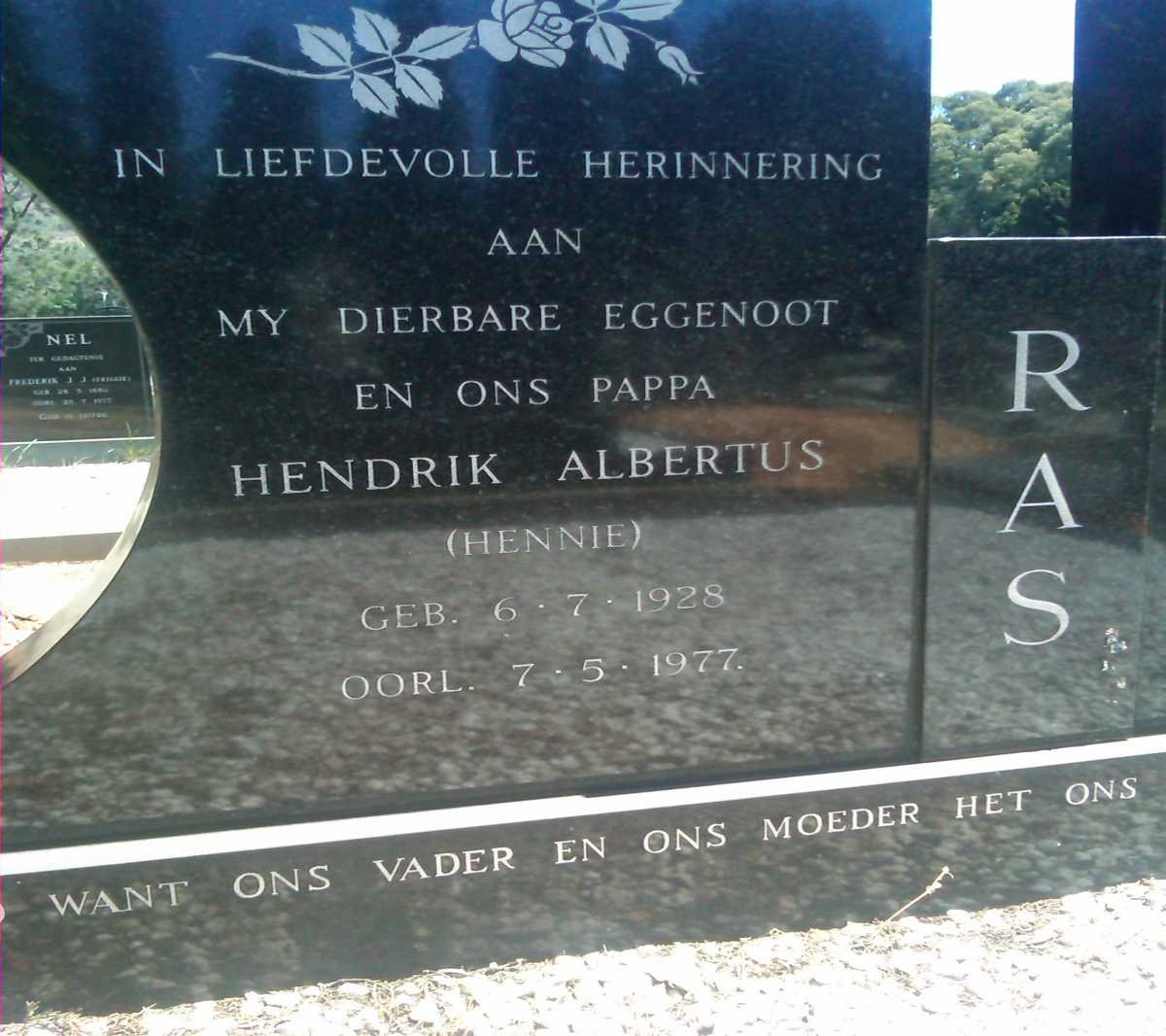 RAS Hendrik Albertus 1928-1977 &amp; Christina Maria 1931-1983