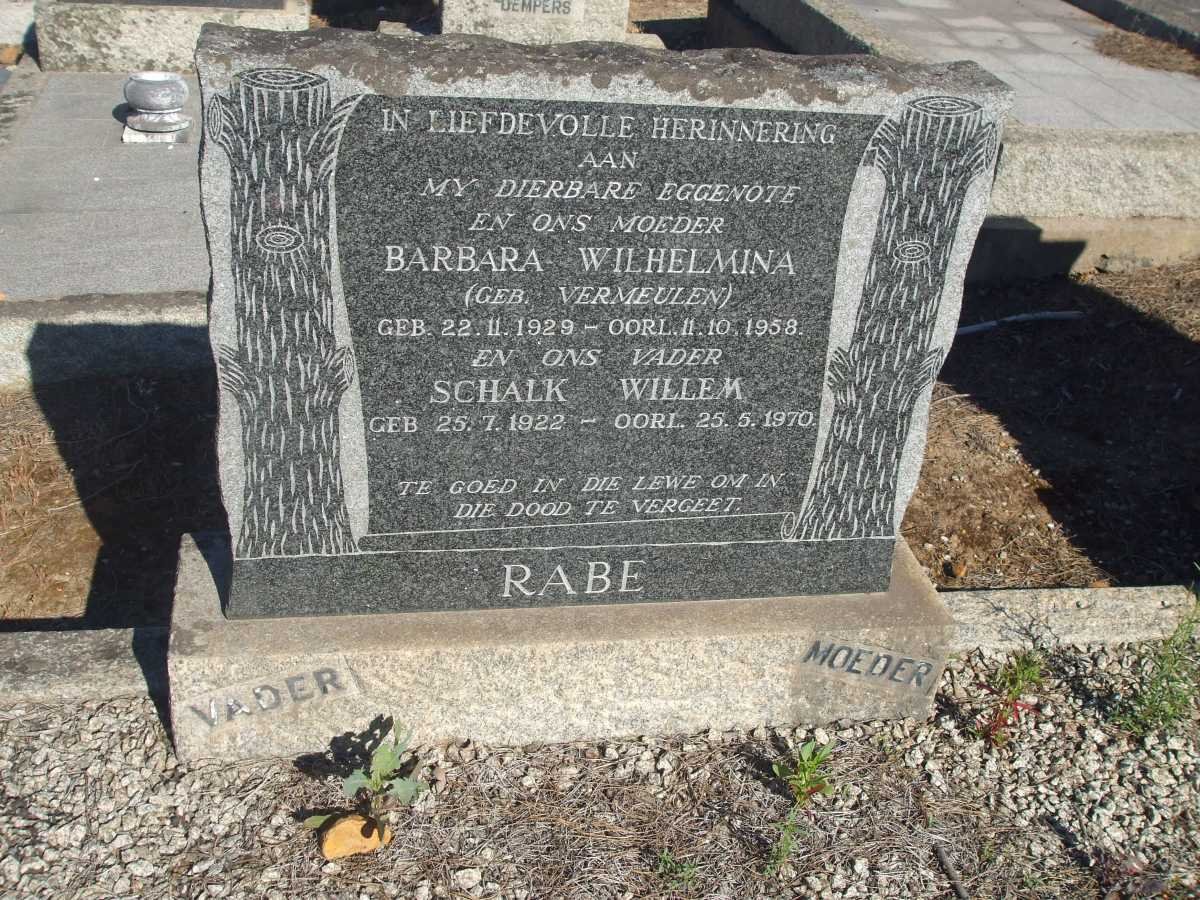 RABE Schalk Willem 1922-1970 &amp; Barbara Wilhelmina VERMEULEN 1929-1958