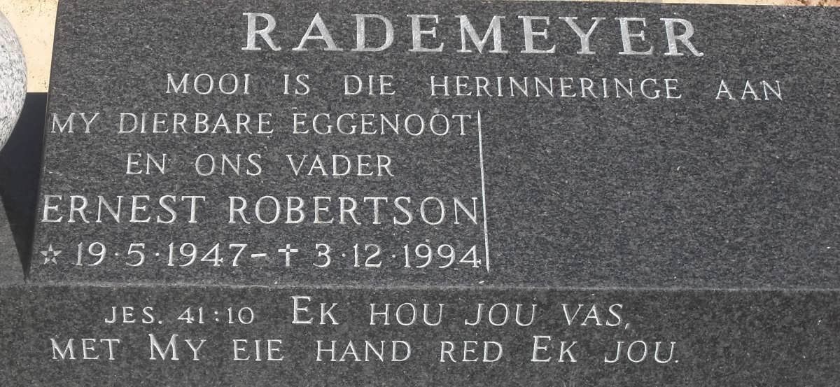 RADEMEYER Ernest Robertson 1947-1994