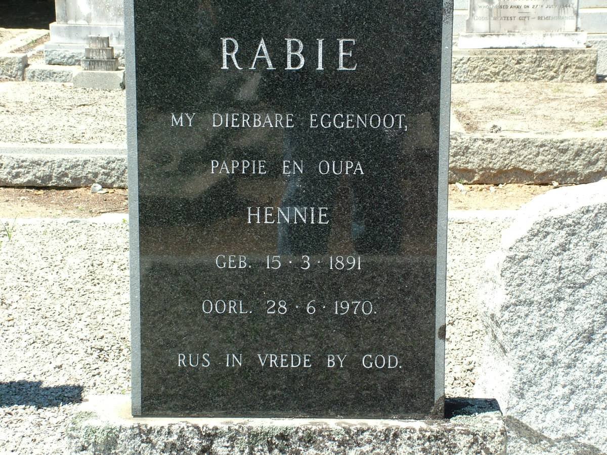 RABIE Hennie 1891-1970