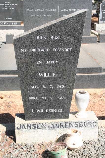 RENSBURG Willie, Jansen van 1925-1968