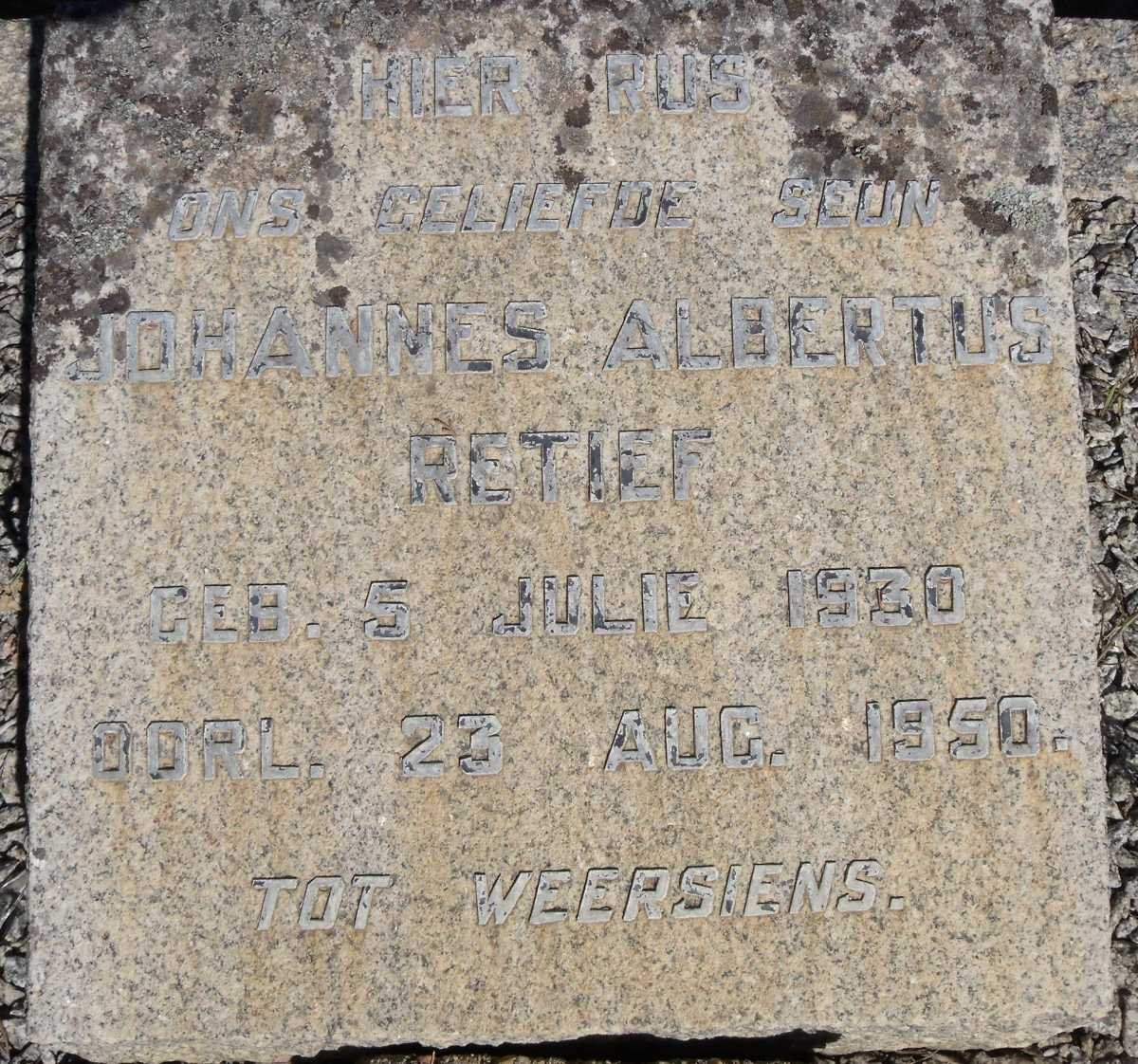 RETIEF Johannes Albertus 1930-1950