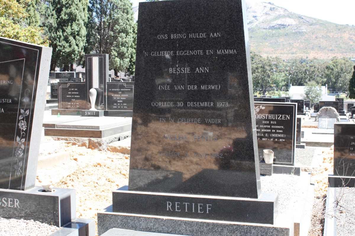 RETIEF Bessie Ann nee VAN DER MERWE -1973