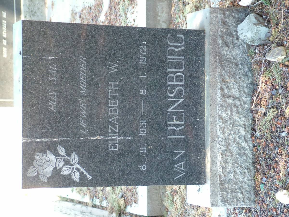 RENSBURG Elizabeth W., van 1931-1972