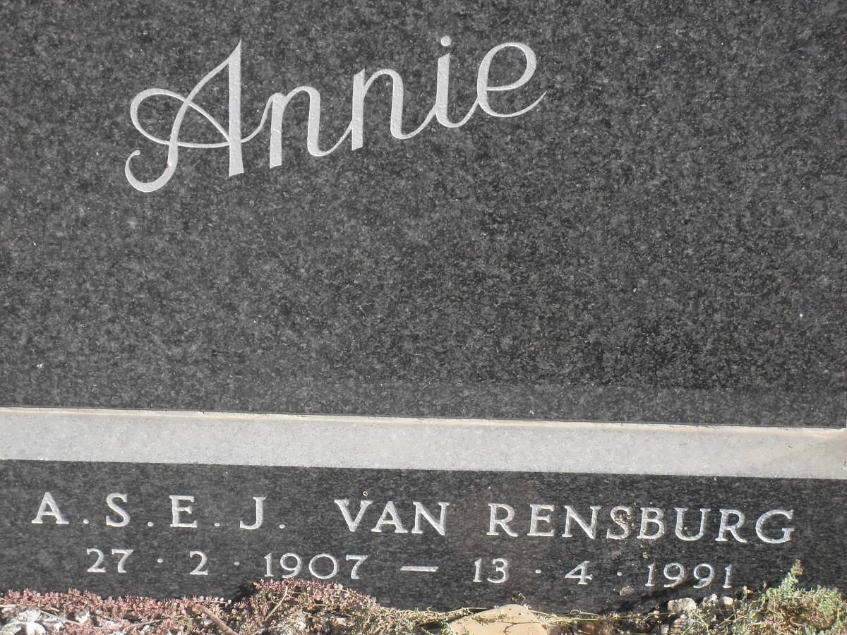 RENSBURG A.S.E.J., van 1907-1991