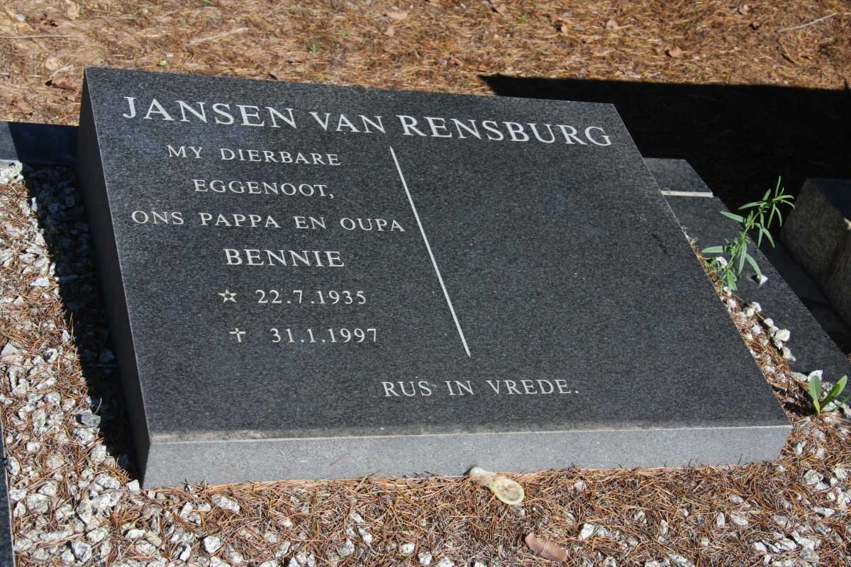 RENSBURG Bennie, Jansen van 1935-1997