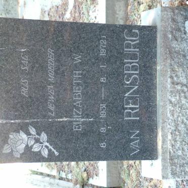 RENSBURG Elizabeth W., van 1931-1972