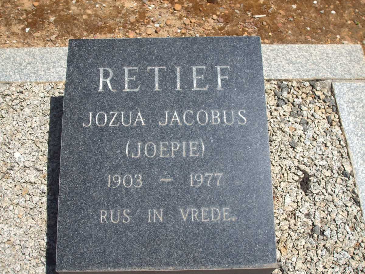 RETIEF Jozua Jacobus 1903-1977