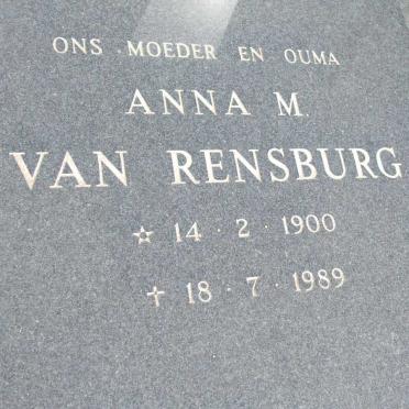 RENSBURG Anna M., van 1900-1989