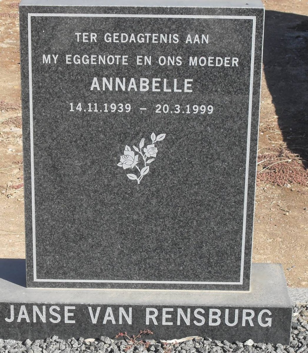 RENSBURG Annabelle, Janse van 1939-1999