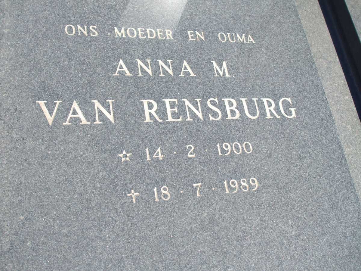 RENSBURG Anna M., van 1900-1989