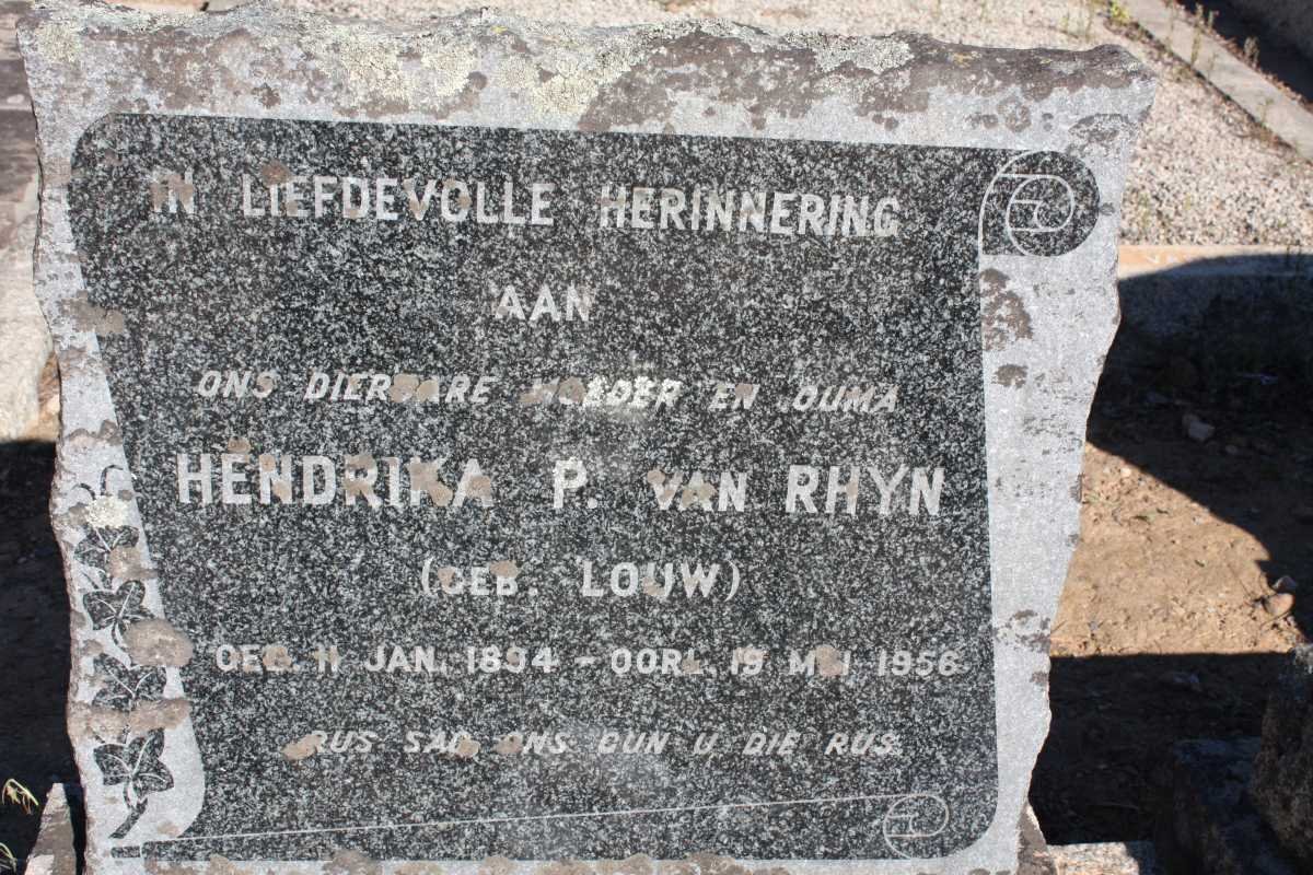 RHYN Hendrika P., van nee LOUW 1894-1956