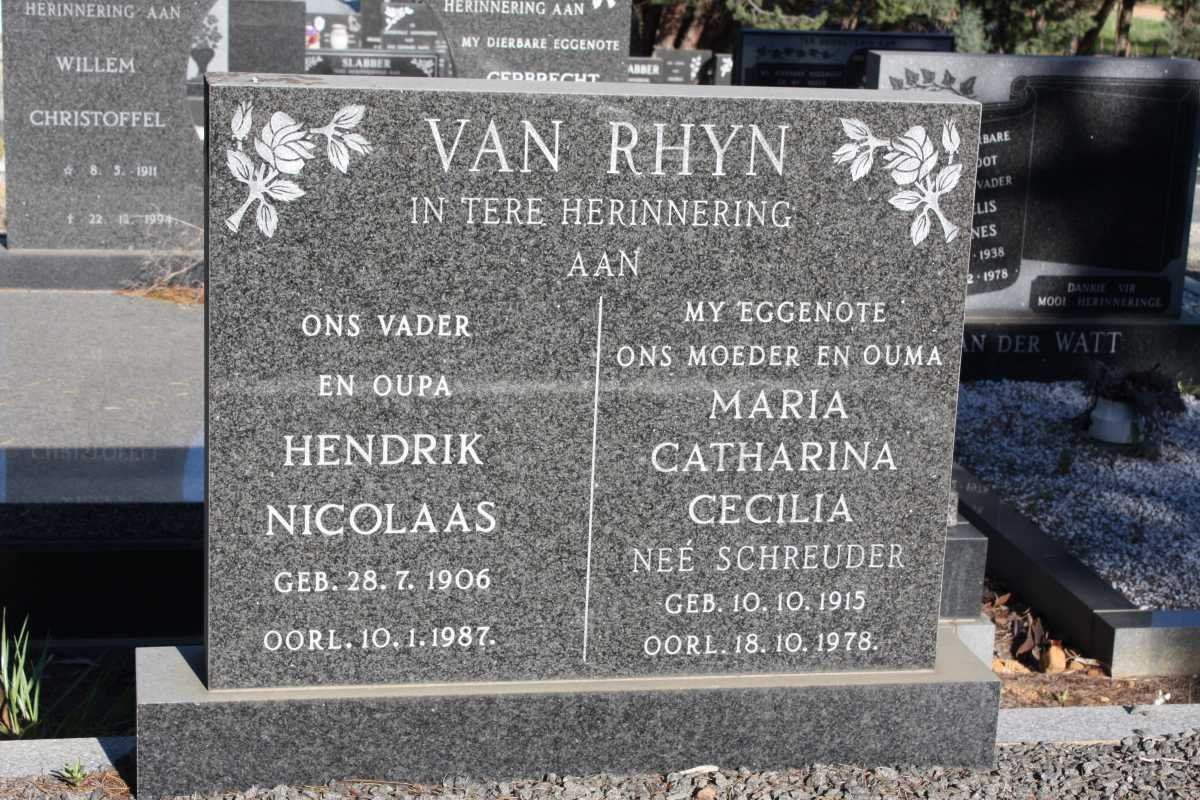 RHYN Hendrik Nicolaas, van 1906-1987 &amp; Catharina Cecilia SCHREUDER 1915-1978