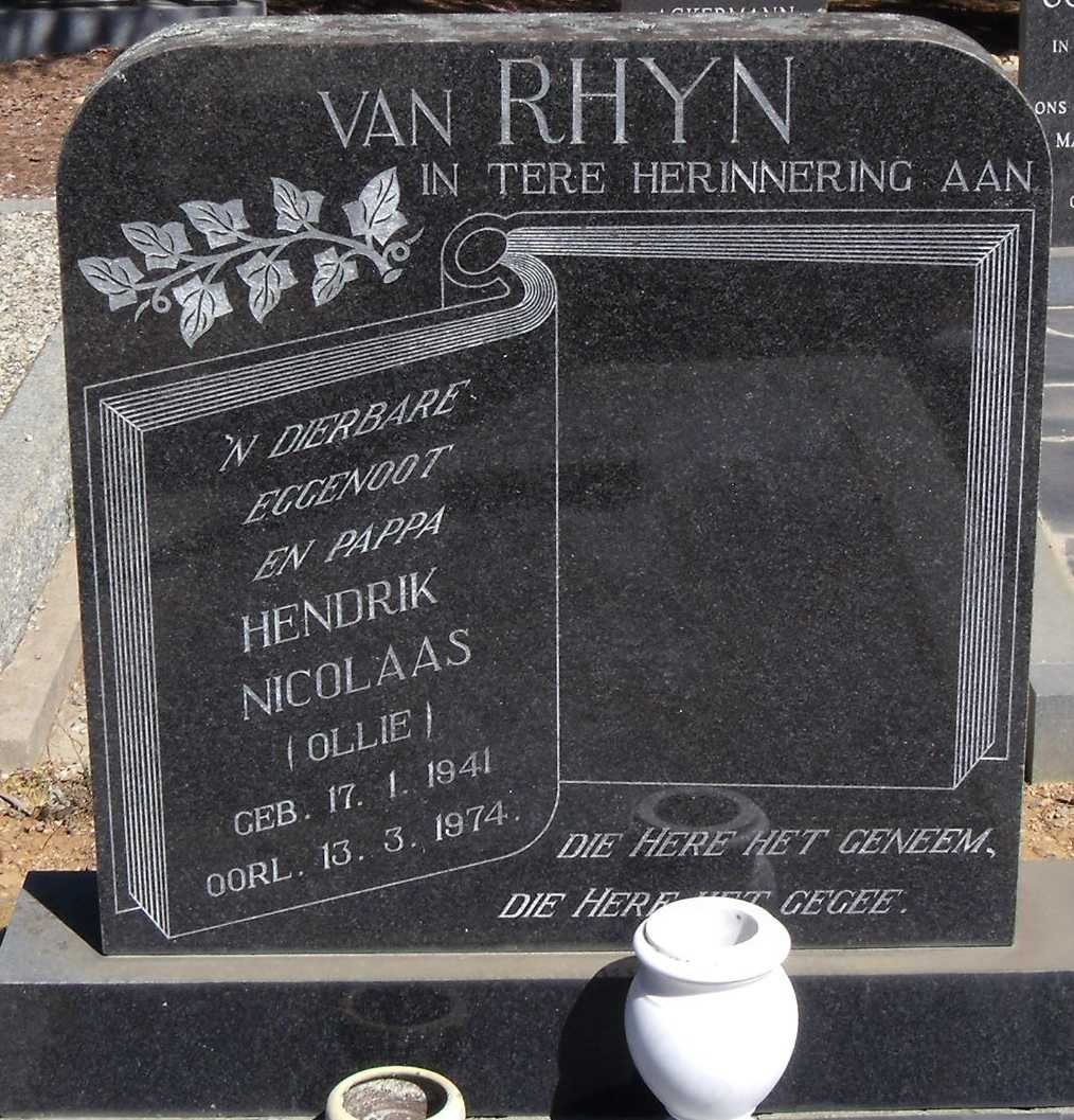 RHYN Hendrik Nicolaas, van 1941-1974