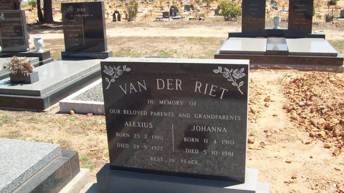 RIET Alexius, van der 1910-1977 &amp; Johanna 1910-1981