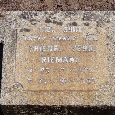 RIEMANN Friedr. Ferd. 187?-1952
