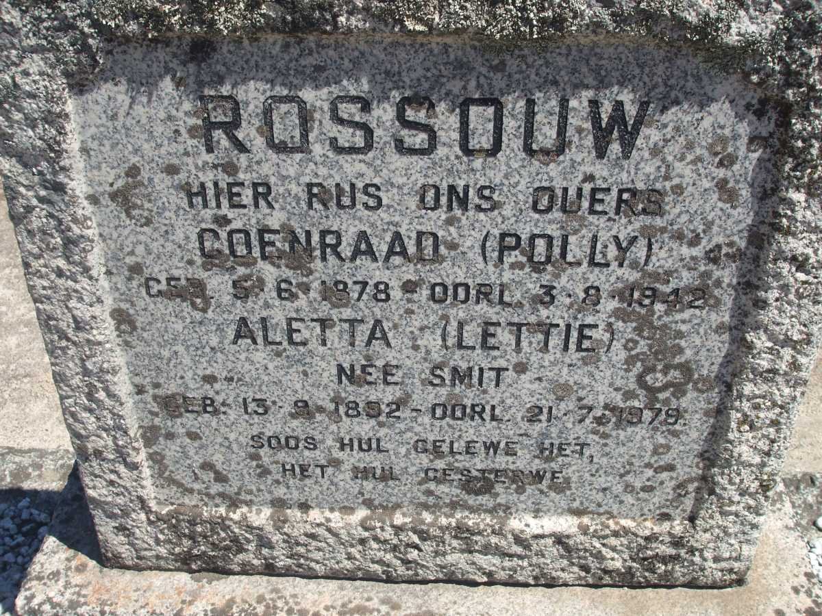 ROSSOUW Coenraad 1878-1942 &amp; Aletta SMIT 1892-1979