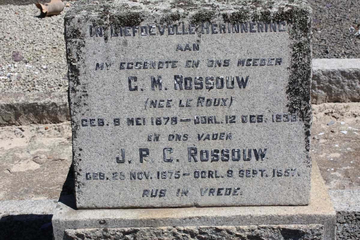 ROSSOUW J.P.C. 1875-1957 &amp; C.M. LE ROUX 1879-1933