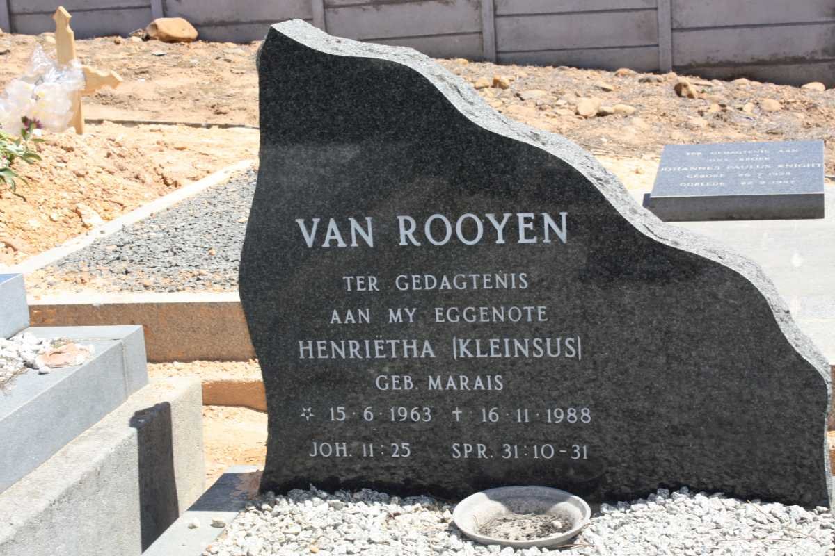 ROOYEN Henriëtha, van nee MARAIS 1963-1988