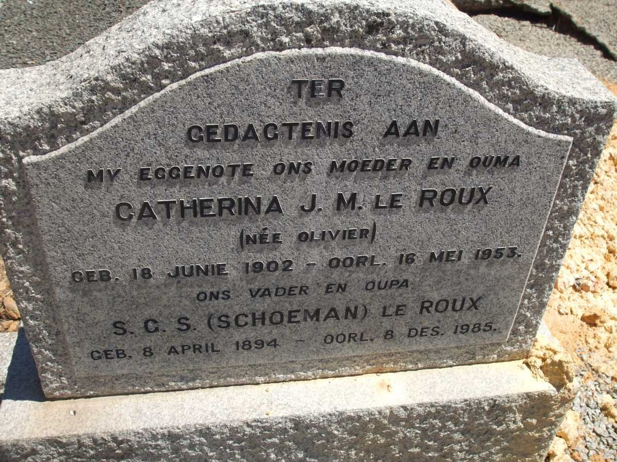 ROUX S.G.S., Le 1894-1985 &amp; Catherina J.M. OLIVIER 1902-1953