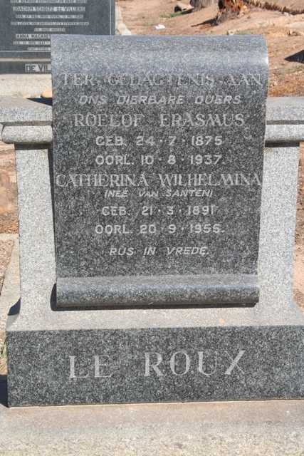 ROUX Roelof Erasmus, le 1875-1937 &amp; Catherina Wilhelmina VAN SANTEN 1891-1955