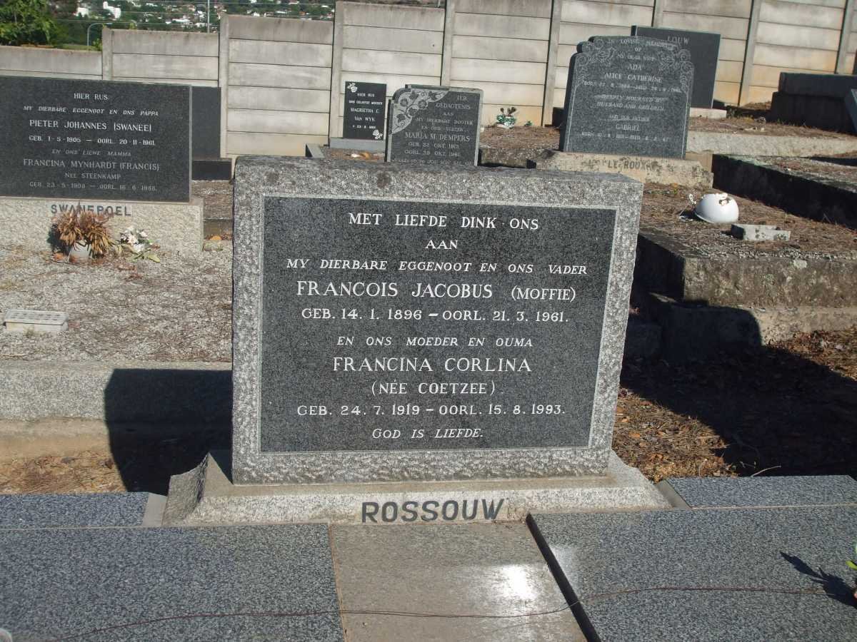 ROSSOUW Francois Jacobus 1896-1961 &amp; Francina Corlina COETZEE 1919-1993
