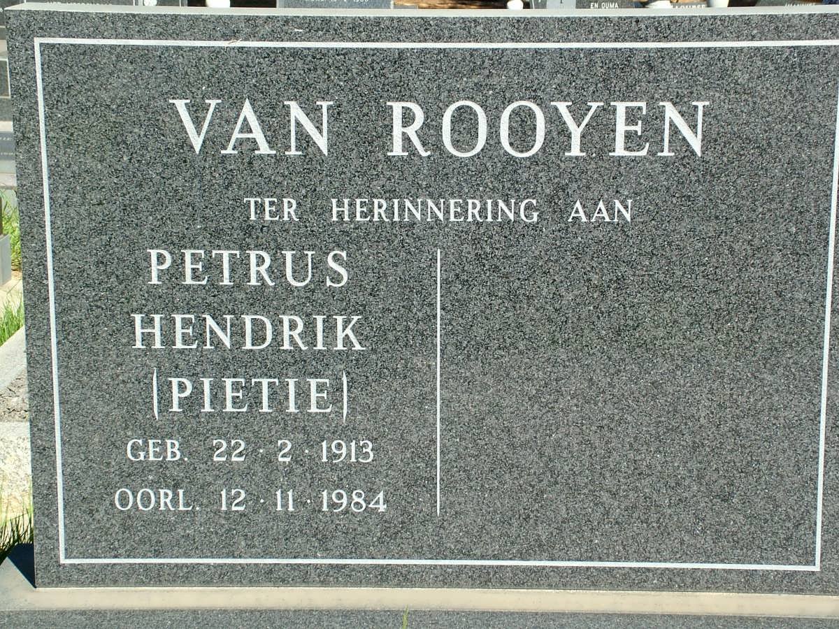 ROOYEN Petrus Hendrik, van 1913-1984