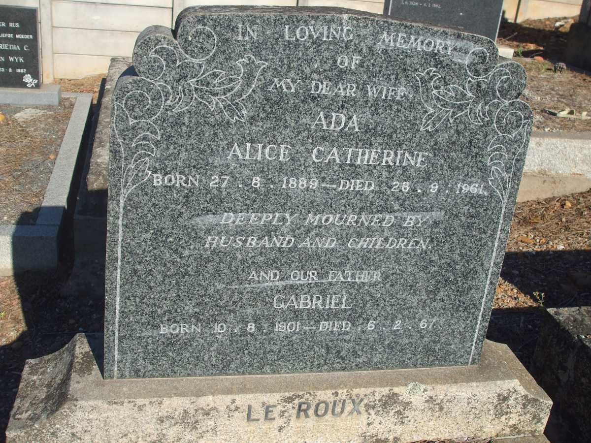 ROUX Gabriel, le 1901-1967 &amp; Ada Alice Catherine 1889-1961