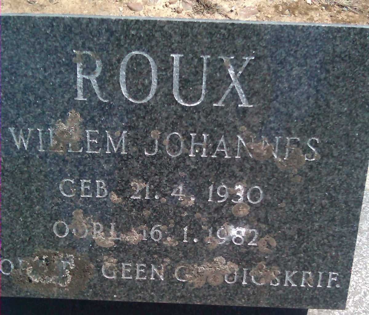 ROUX Willem Johannes 1930-1982