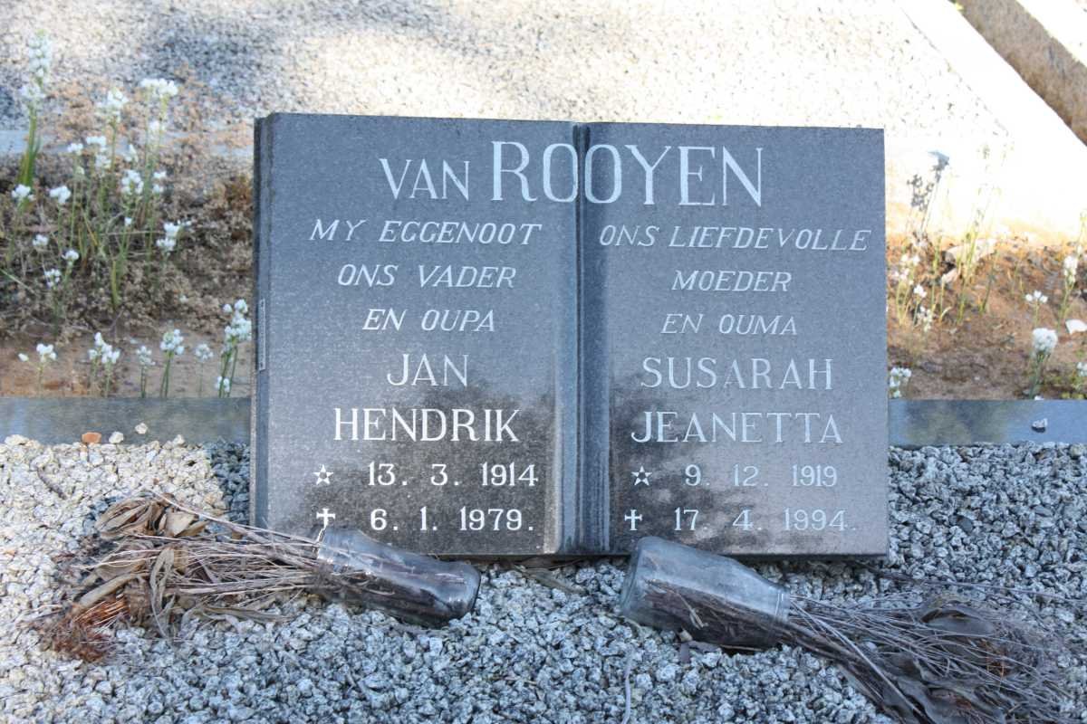 ROOYEN Jan Hendrik, van 1914-1979 &amp; Susarah Jeanetta 1919-1994