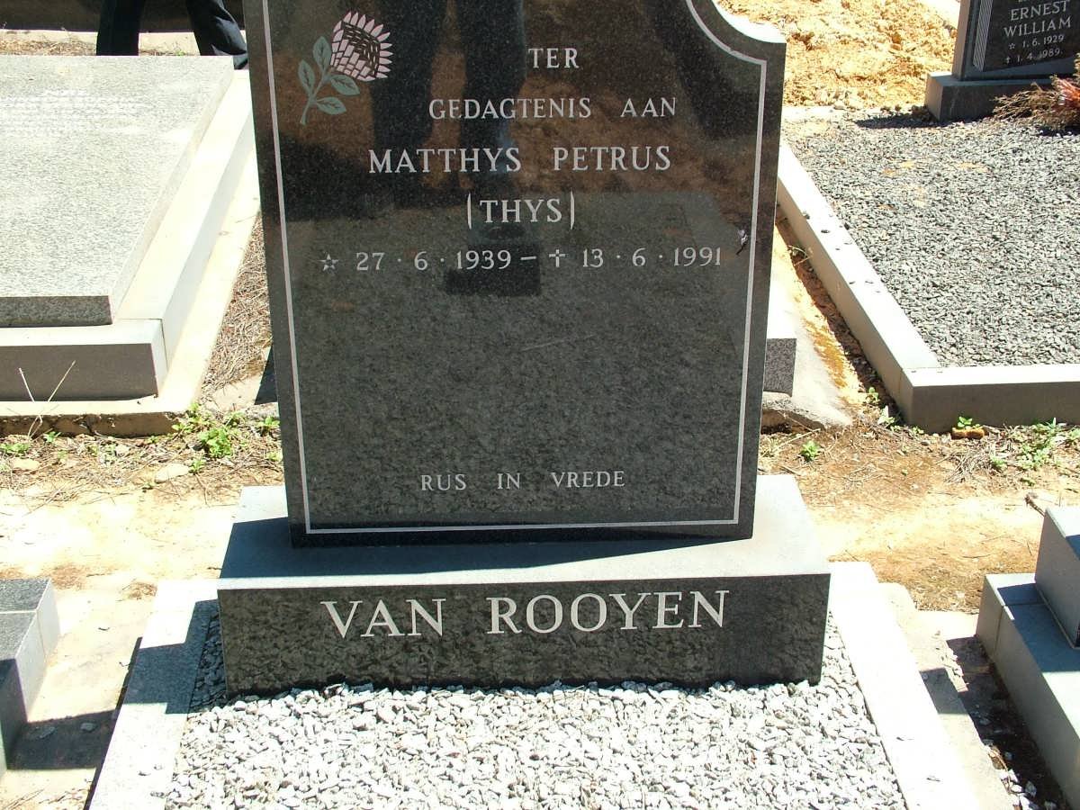 ROOYEN Matthys Petrus, van 1939-1991