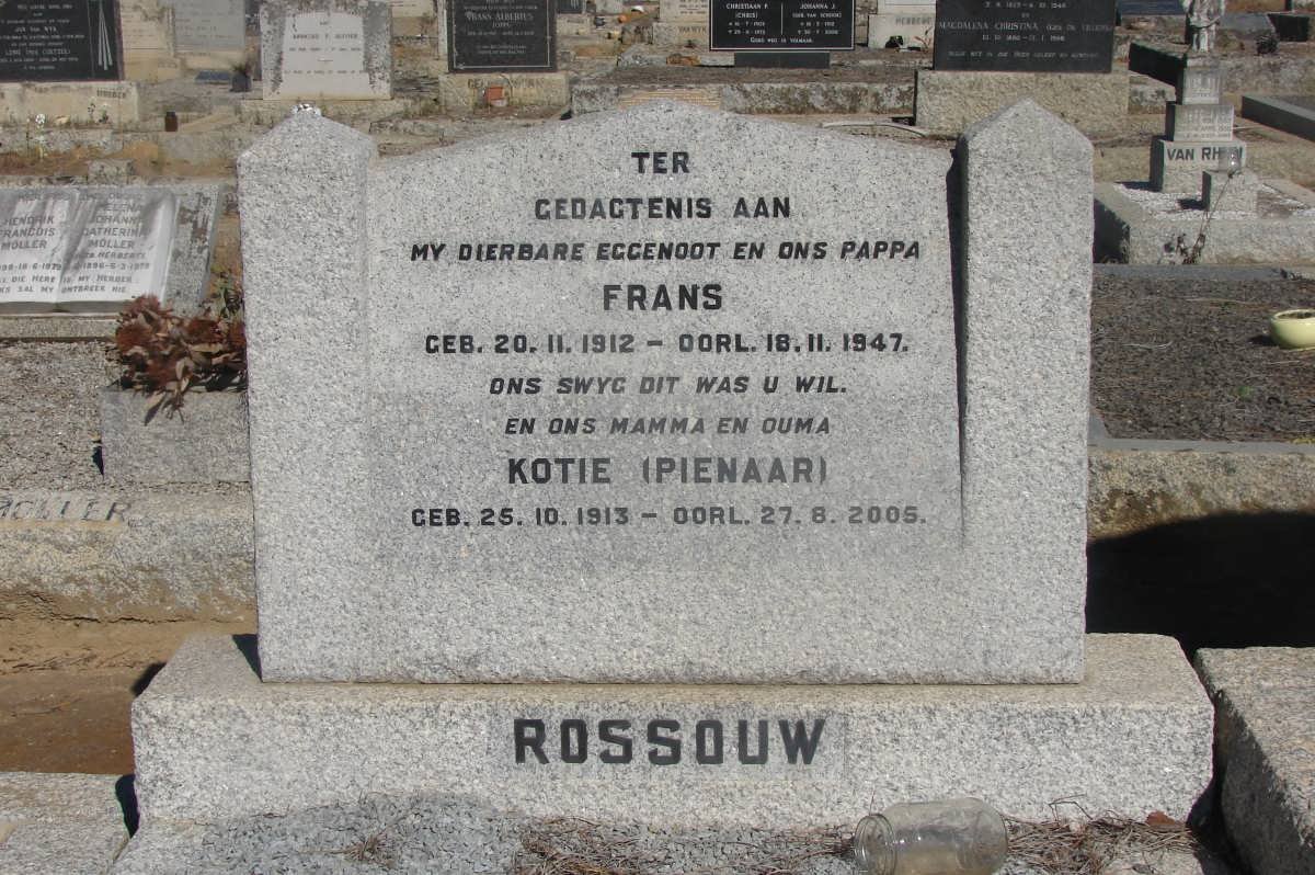 ROSSOUW Frans 1912-1947 &amp; Kotie PIENAAR 1913-2005