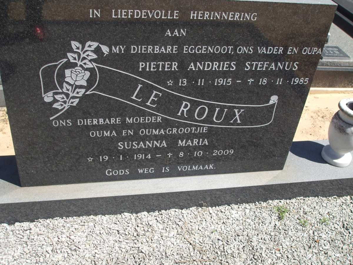 ROUX Pieter Andries Stefanus, le 1915-1985 &amp; Susanna Maria 1914-2009