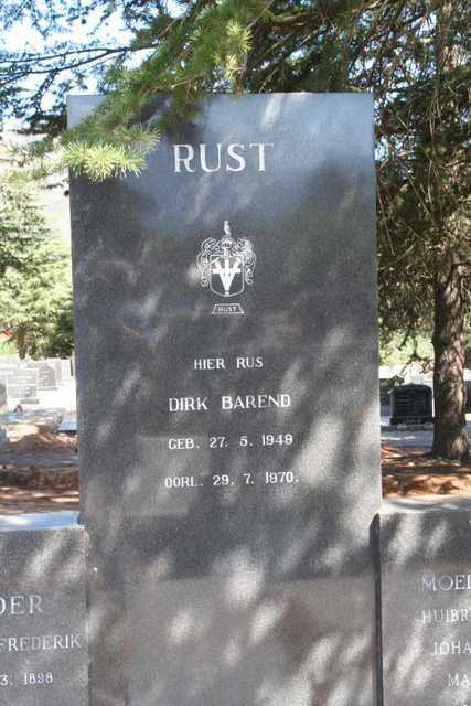RUST Barend Frederik 1898-1972 &amp; Huibrecht Johanna Maria 1907-1989 :: RUST Dirk Barend 1949-1970