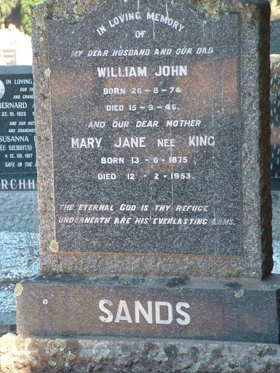 SANDS William John 1874-1946 & Mary Jane KING 1875-1953