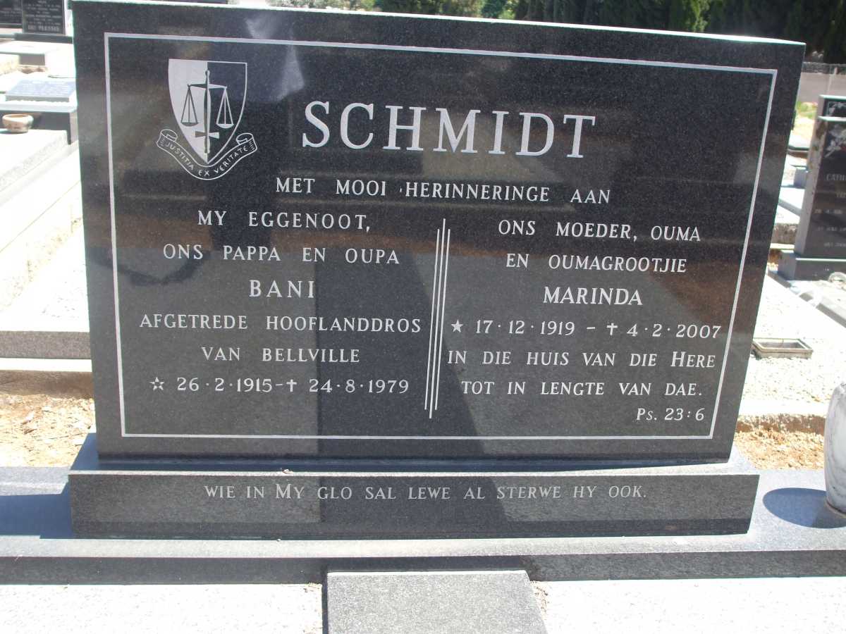 SCHMIDT Bani 1915-1979 & Marinda 1919-2007