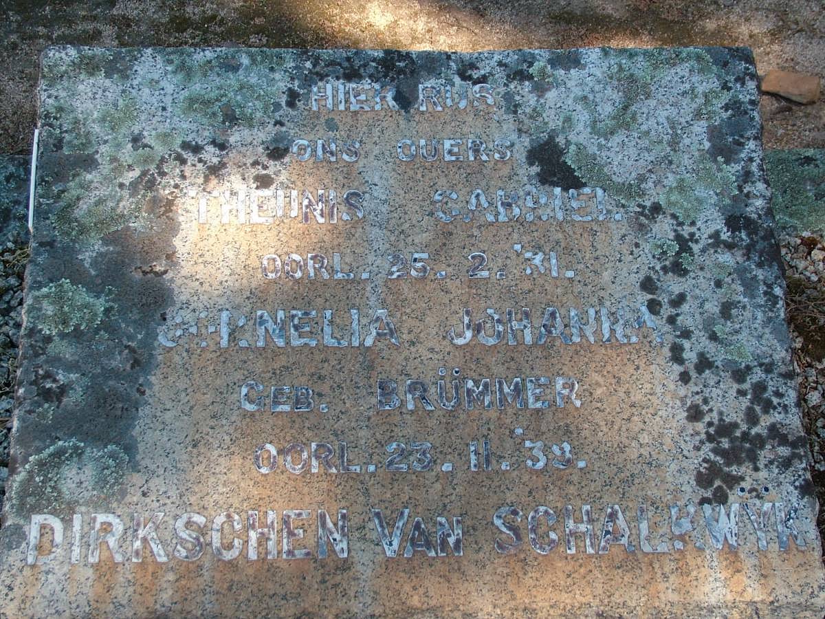 SCHALKWYK Theunis Gabriel, Dirkschen van -1931 & Cornelia Johanna BRUMMER -1939