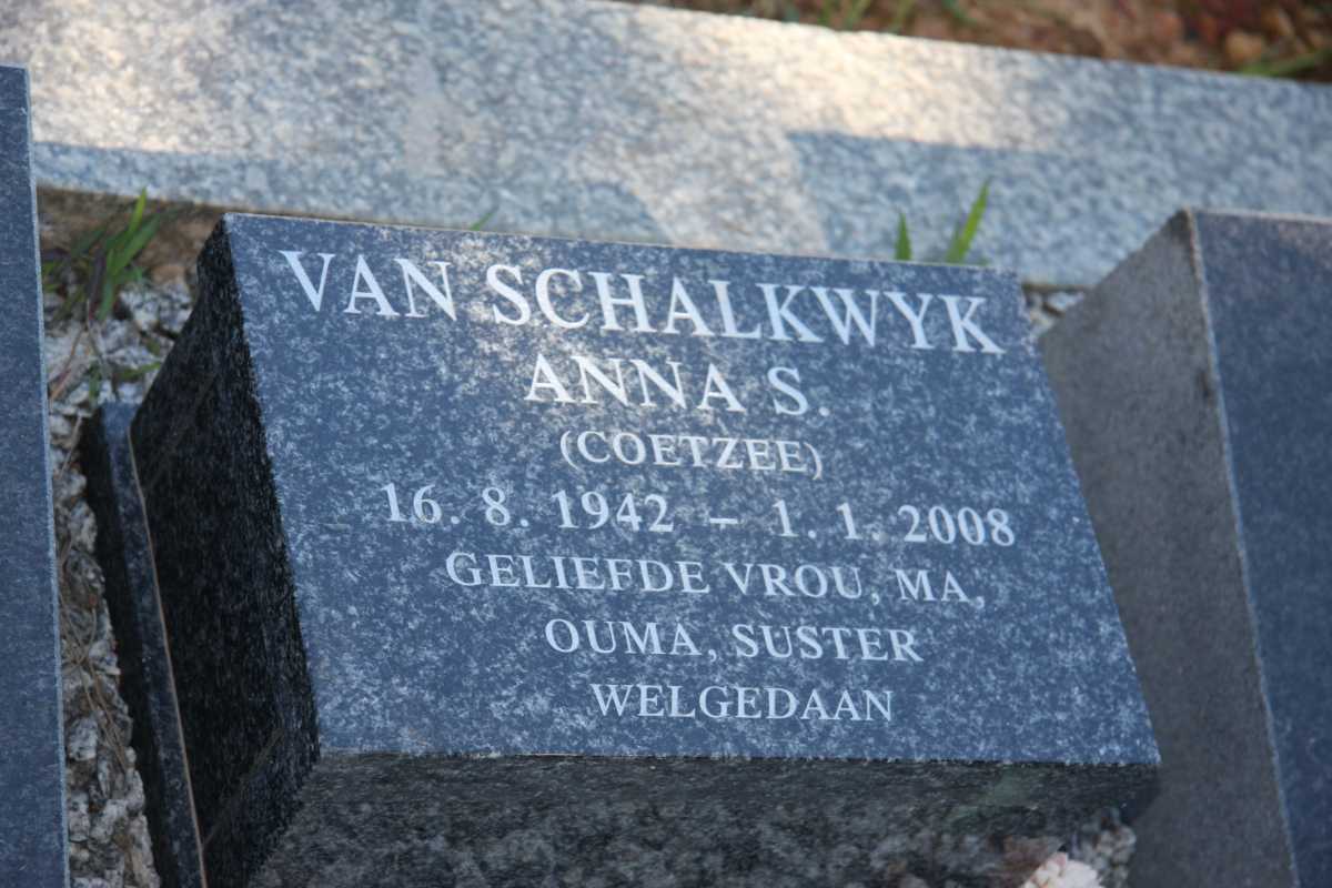 SCHALKWYK Anna S., van nee COETZEE 1942-2008