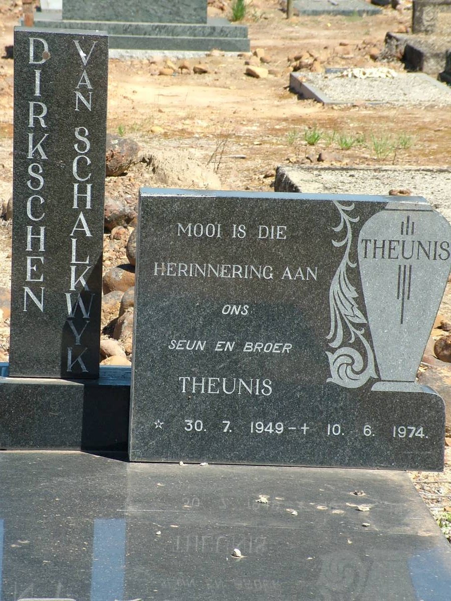SCHALKWYK Theunis, Dirkschen van 1949-1974